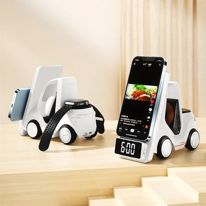 15W wireless fast charging phone bracket in grey, orange, white, or yellow colour.