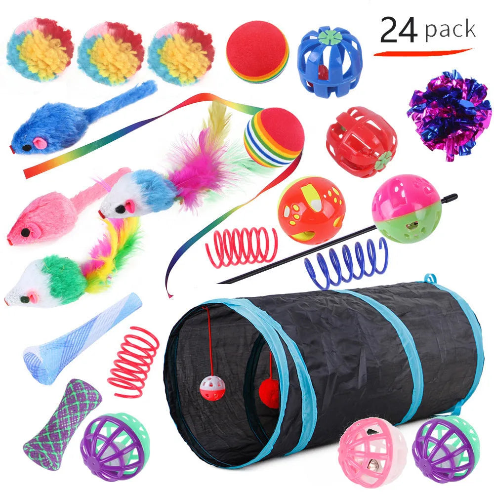 Plastic cat toy suit with tunnel channels in a selected colour from the B99801-B99855 range