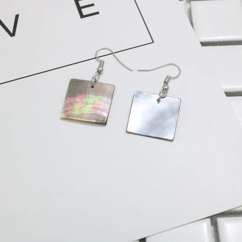 Women's geometric shell earrings in square panther or rectangular retro designs