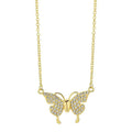 Women's titanium steel butterfly necklace with magnetic snap fastening in gold or silver finish