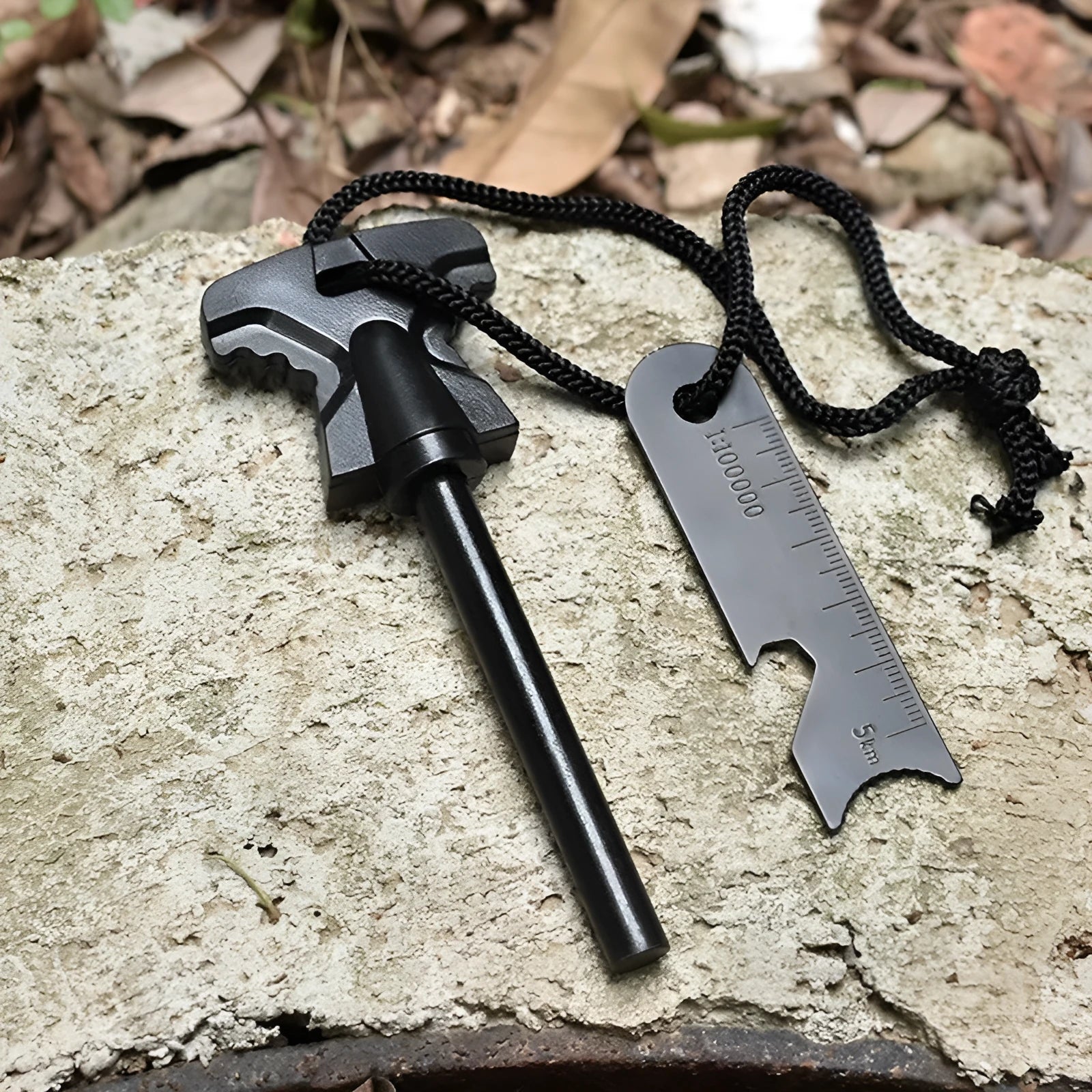 Butterfly-shaped stainless steel survival tool with bottle opener, dimensions 117mm by 43mm.