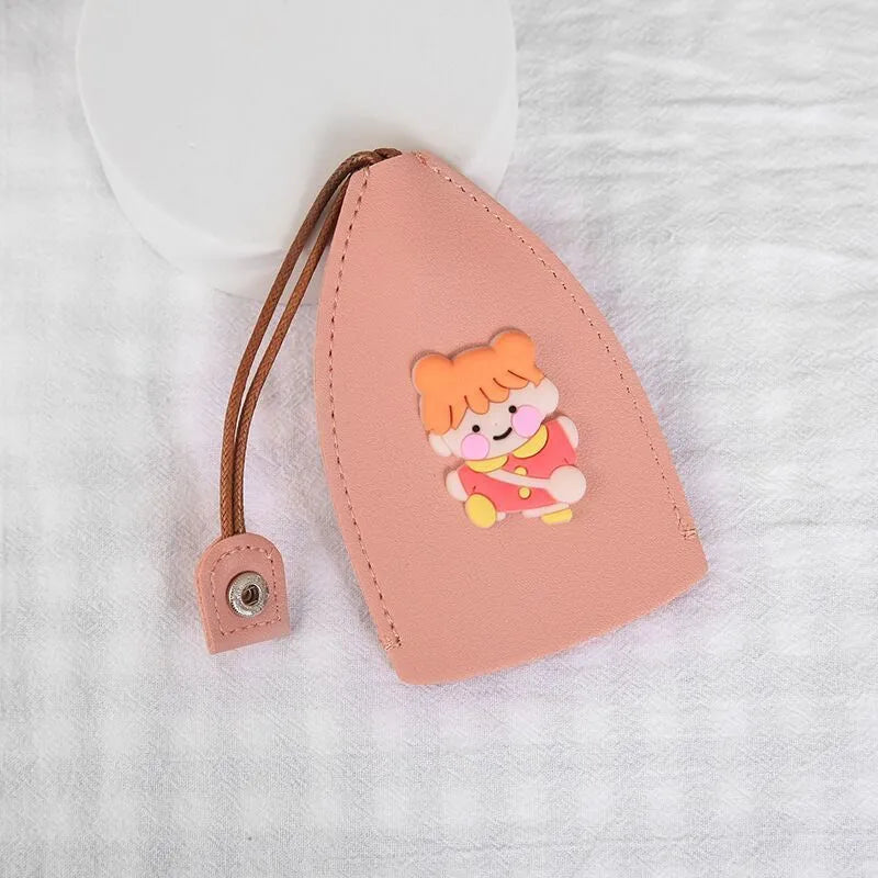 Cartoon design PU leather pull-out car key protector case showing colourful patterns