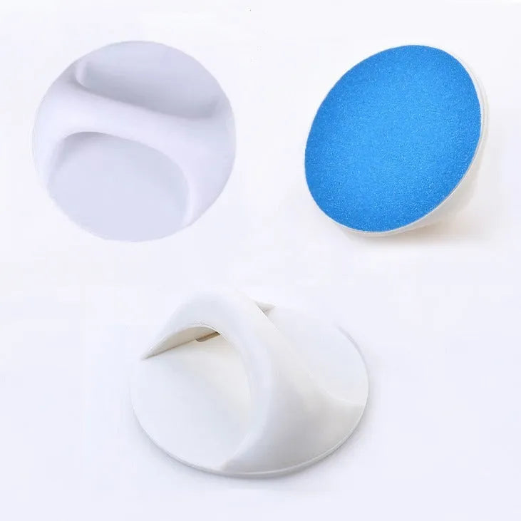 Round blue dog nail scratch board with ergonomic handle and replaceable sandpaper surface