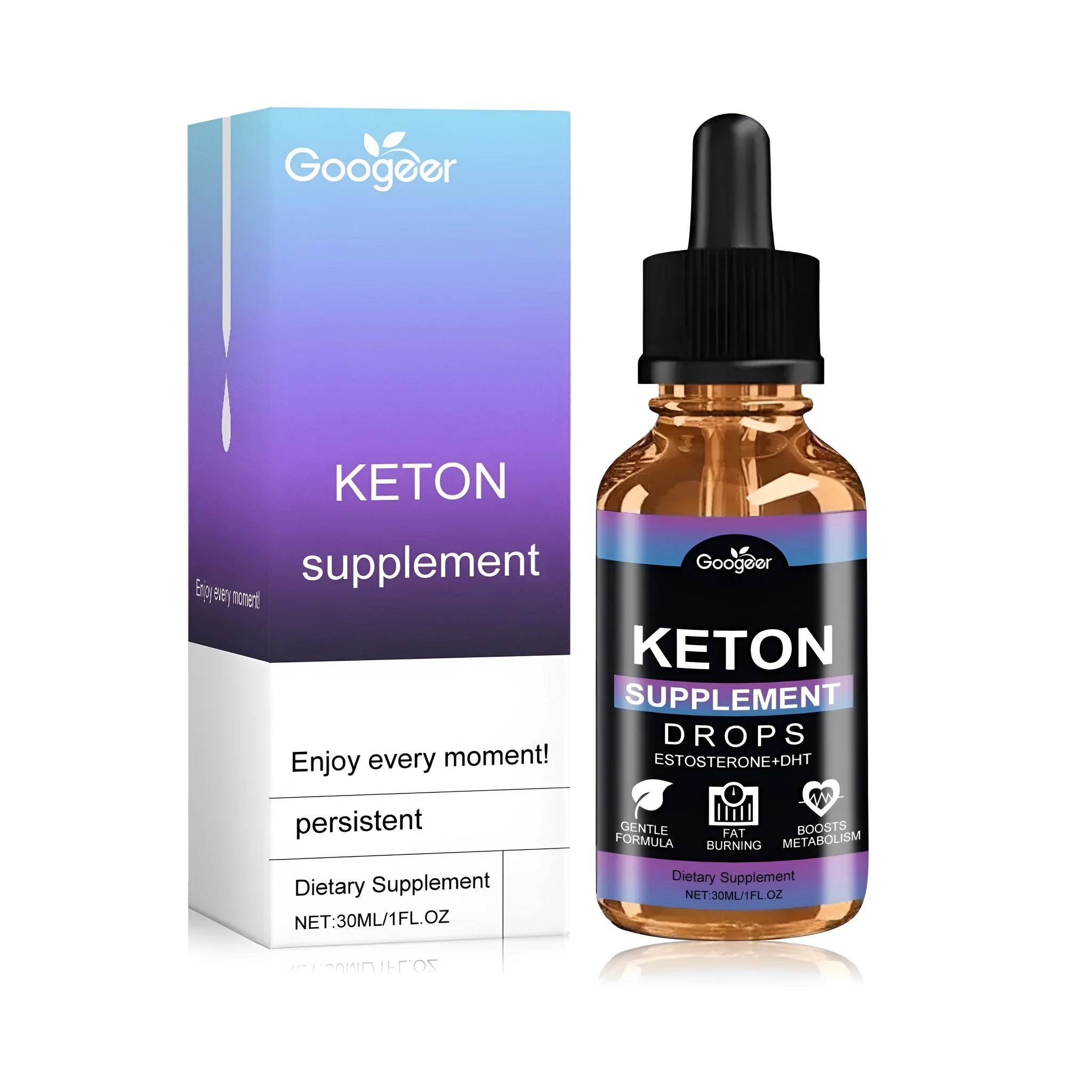 30ml bottle of hair growth dietary supplement drops with dropper