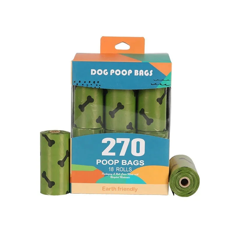 Degradable dog waste bag roll showing military green colour with black bone pattern print