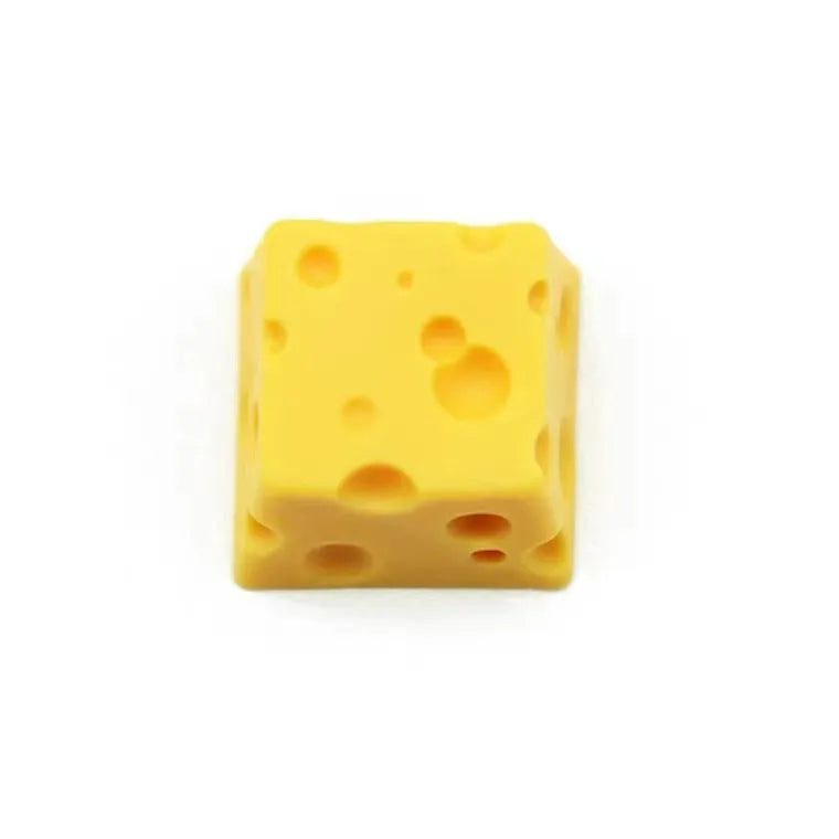 Yellow resin cheese wedge key cap for mechanical keyboards with detailed sculpting