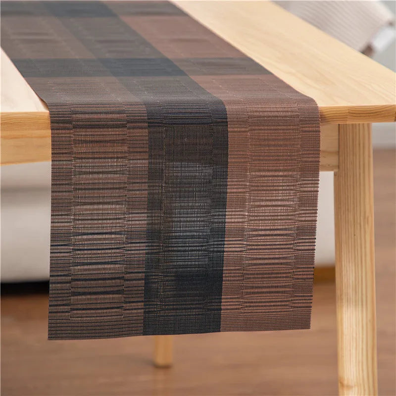 PVC non-slip kitchen dish mat in gradient bamboo black colour on a countertop