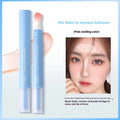 Concealer pen with sponge brush head applicator showing three colour shade options: brightening skin, pink flesh, and flesh colour