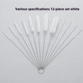 Nylon cleaning brush set with stainless steel handle for reusable straws, black and white options