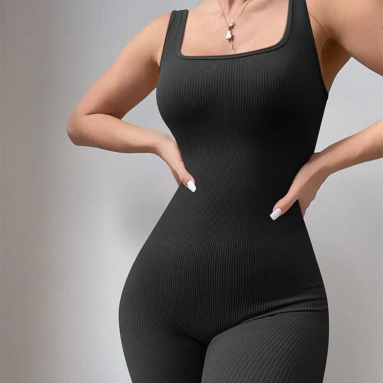 Women's spandex suspender tank top tights with long sleeves and button detailing in beige colour