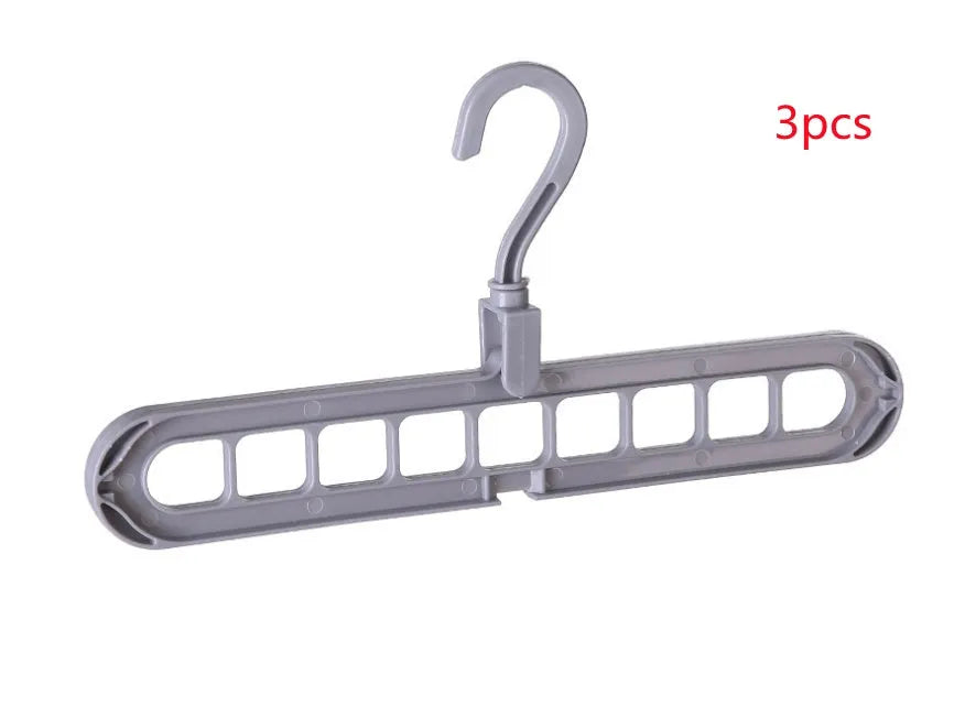 Plastic clothes storage hanger with rotating hook, shown in available colours.