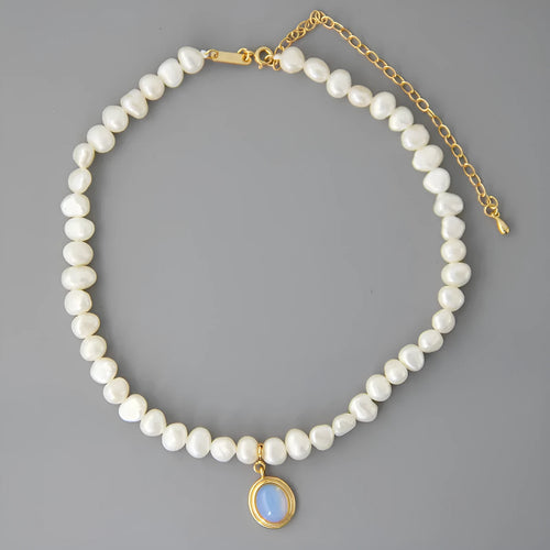 925 sterling silver round medal pearl necklace with geometric design on adjustable chain