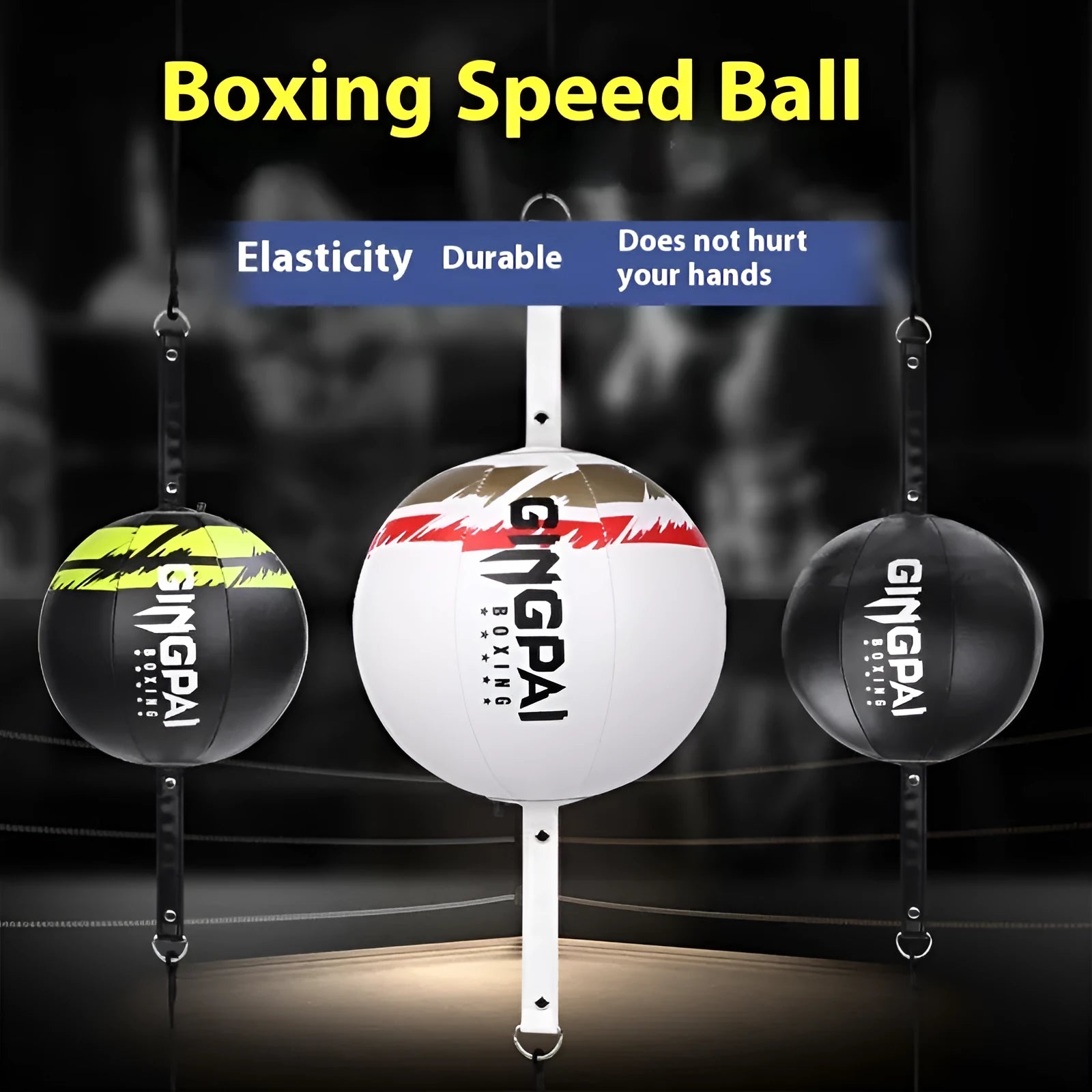 Hanging boxing speed ball for reaction training in black, green, or white colour options