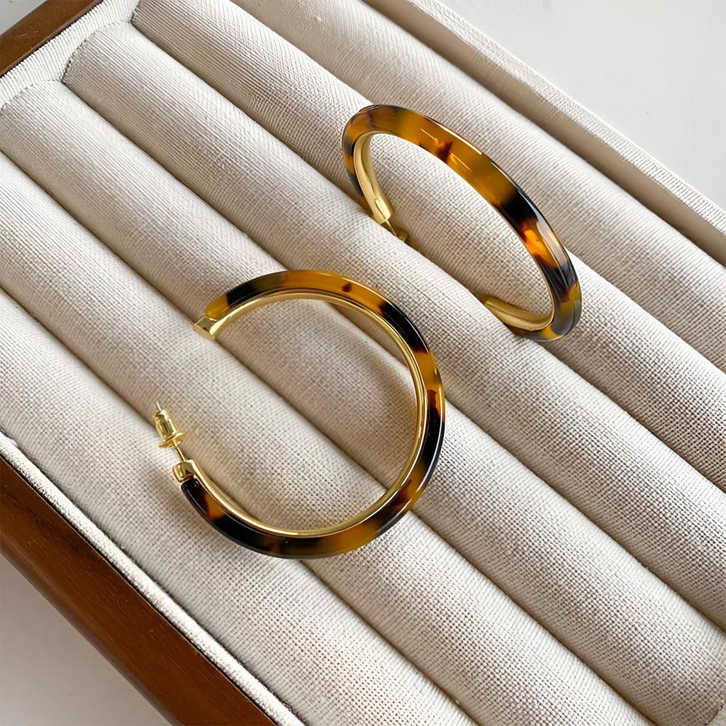 Copper leopard print geometric ring-style earrings for women electroplated gold finish