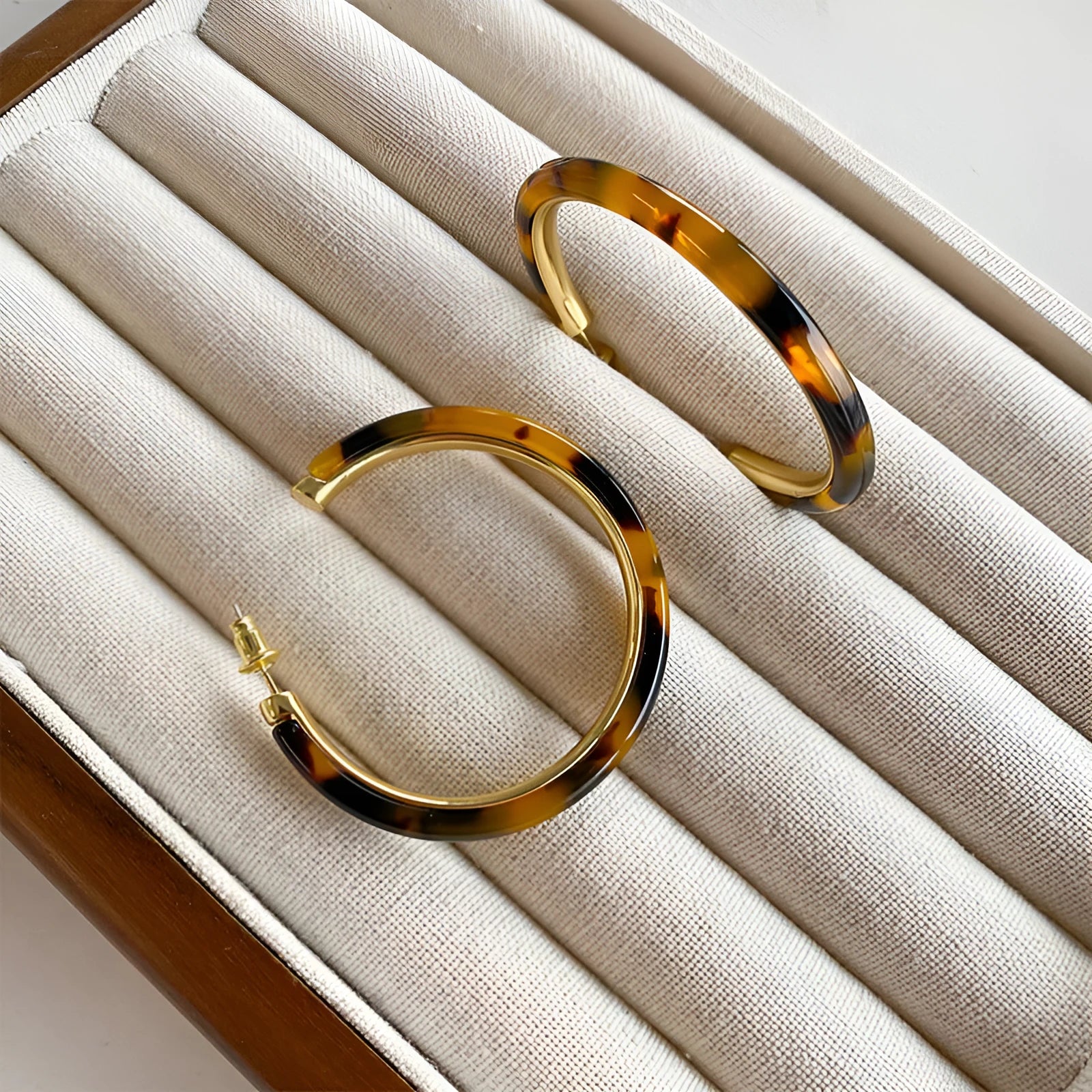 Copper leopard print geometric ring-style earrings for women electroplated gold finish