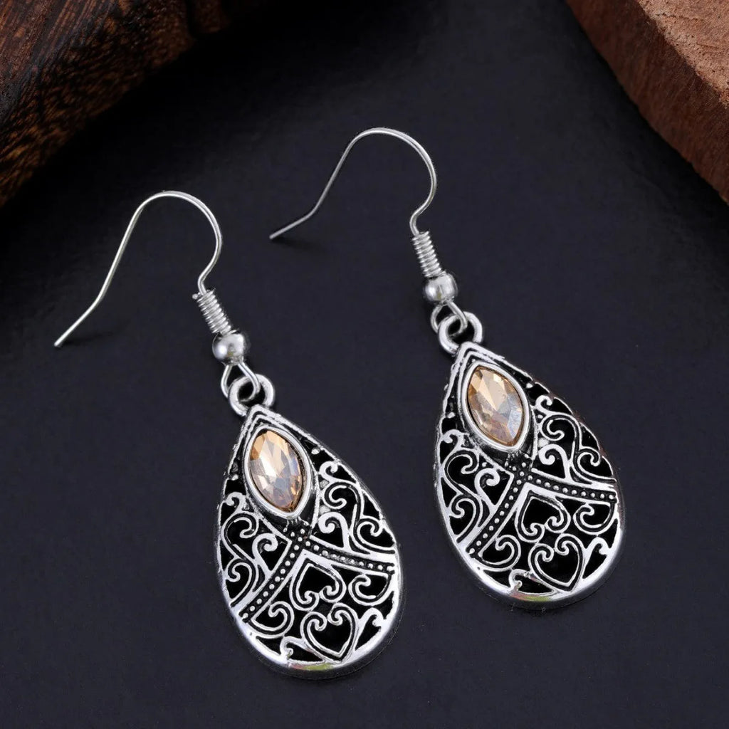 Retro water droplet drop dangle earrings for women in alloy with three style options