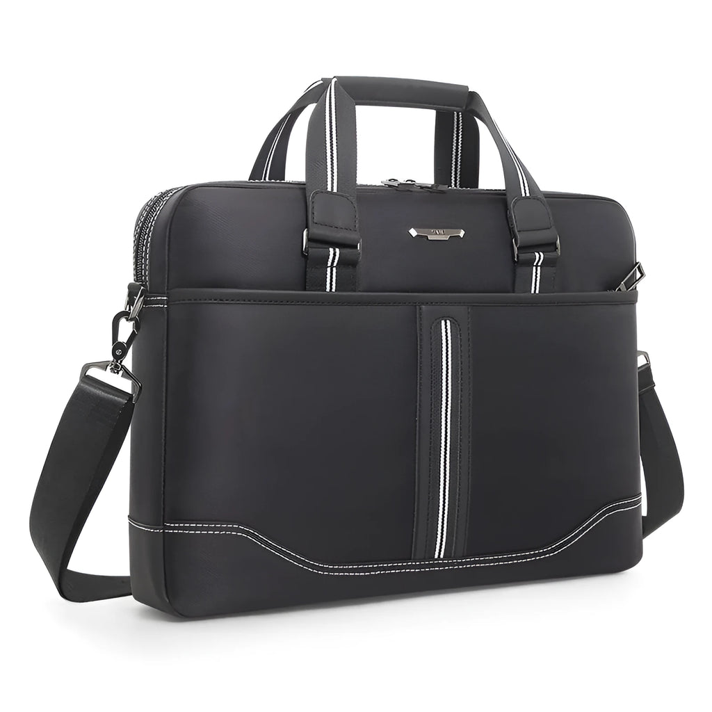 Men's black Oxford cloth large capacity laptop bag with a soft handle for business travel