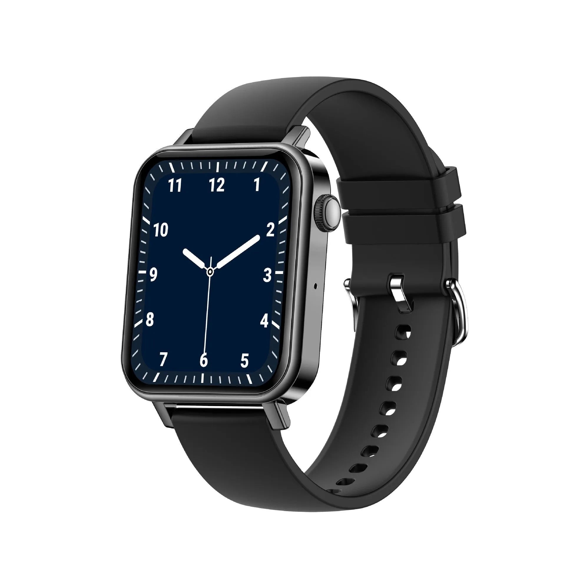 Bluetooth call health monitoring watch with silicone strap in black colour option