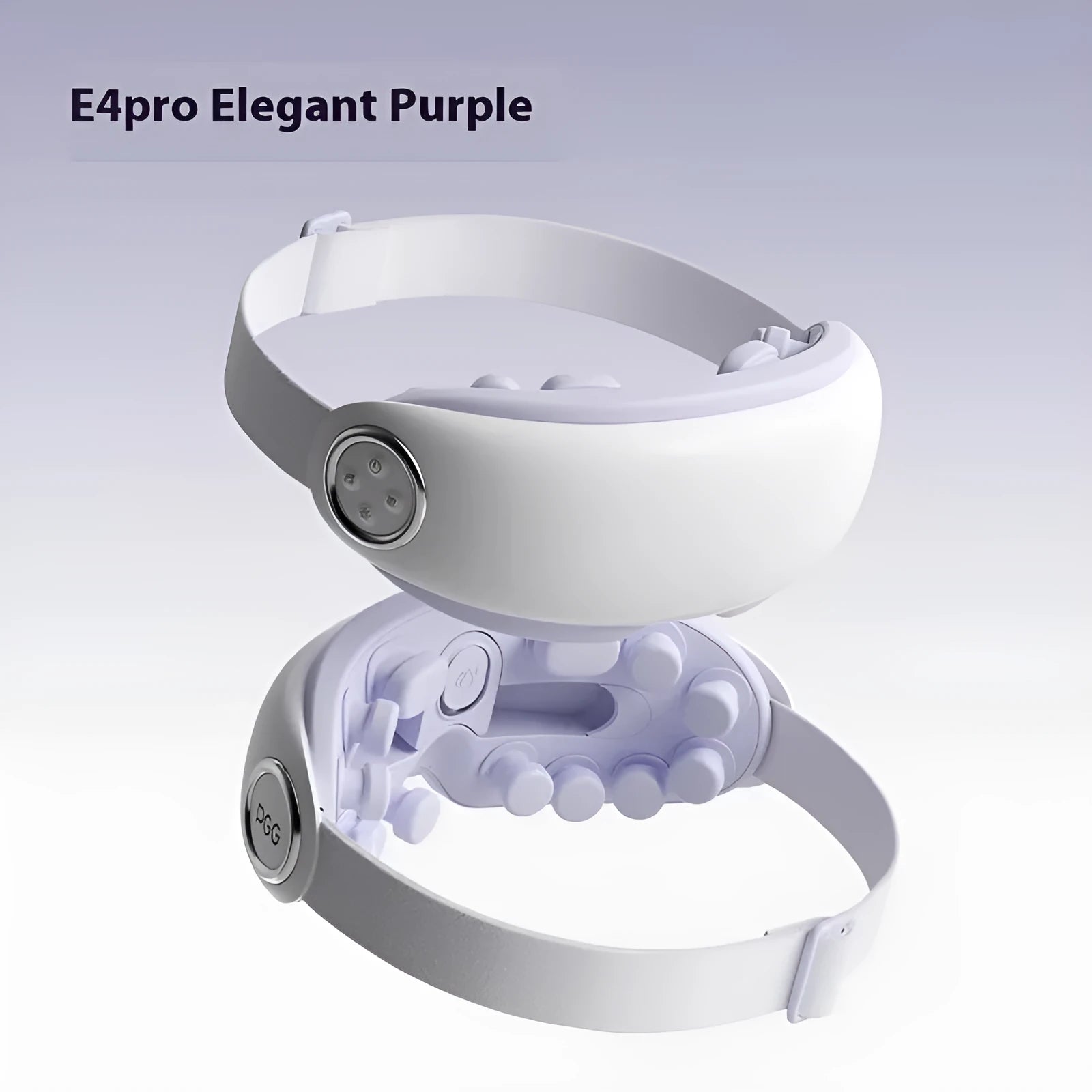 Bluetooth hot compress and steam moisturising eye massager in purplish grey, green, or ink grey colour.