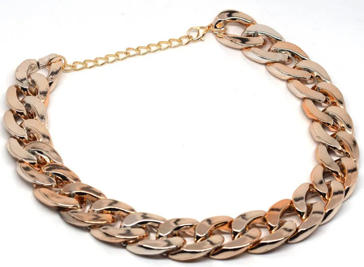 Gold coloured chain dog collar with twisted geometric pattern and buckle on small dog