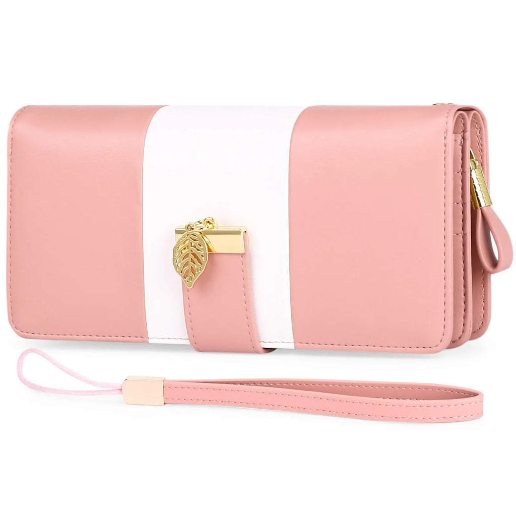 Anti theft clutch wallet with lock showing RFID blocking and PU leather construction in midnight black colour
