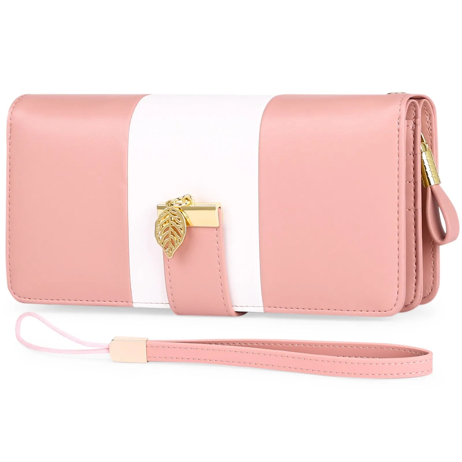Anti theft clutch wallet with lock showing RFID blocking and PU leather construction in midnight black colour