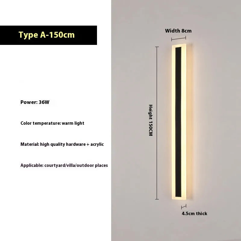 150cm outdoor LED strip wall lamp with wrought iron shell and IP65 waterproof rating for garden lighting