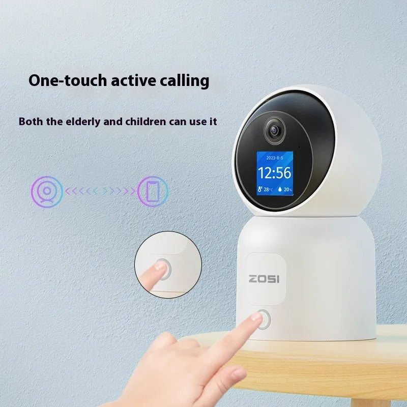 Zhou Shi wireless indoor security camera with 2.8-inch screen and screw-fixed bracket