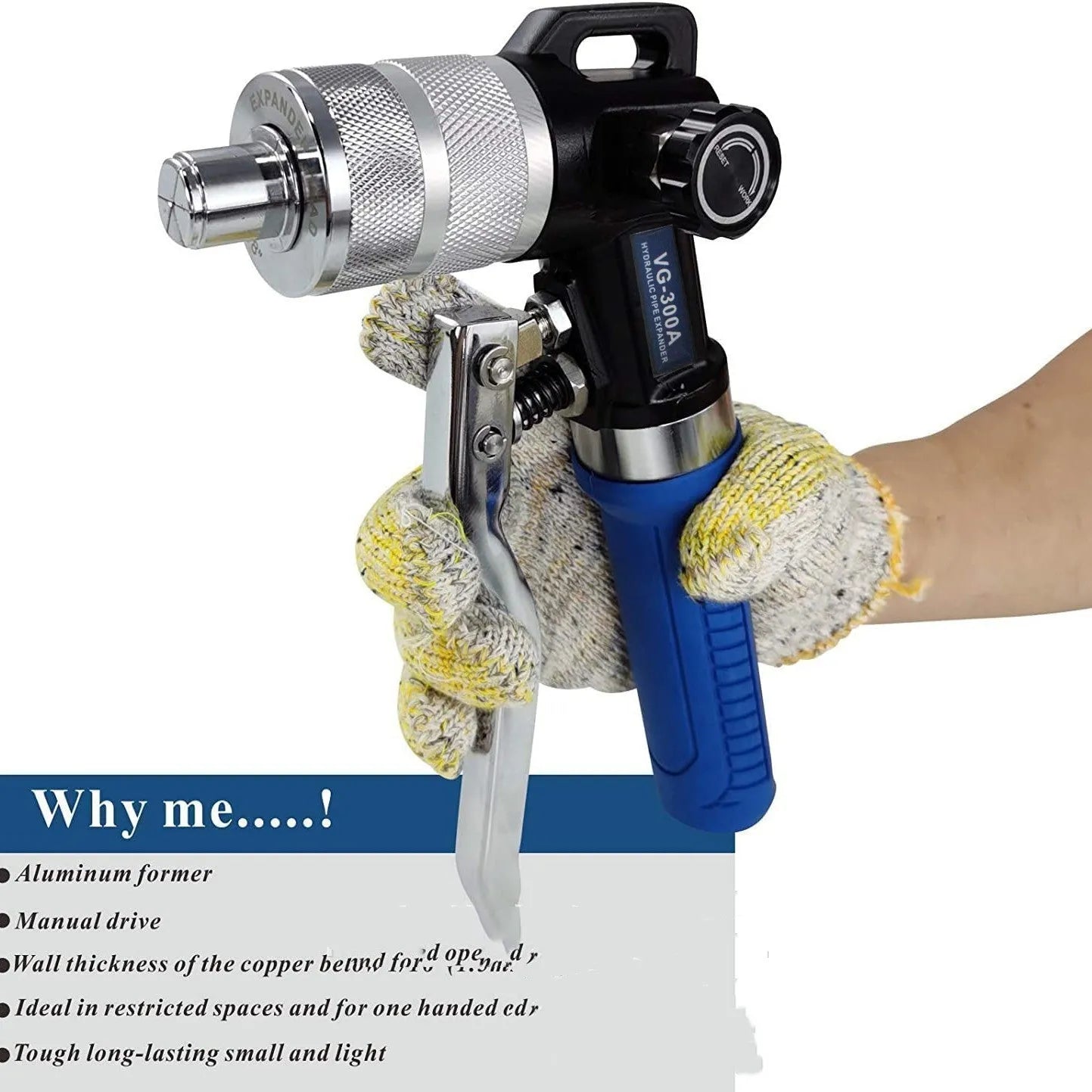 VG-300 hydraulic tube expander tool for refrigeration maintenance made from alloy steel