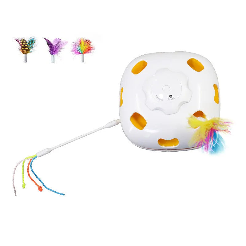Interactive self-moving cat teaser toy with plastic construction in picture colour