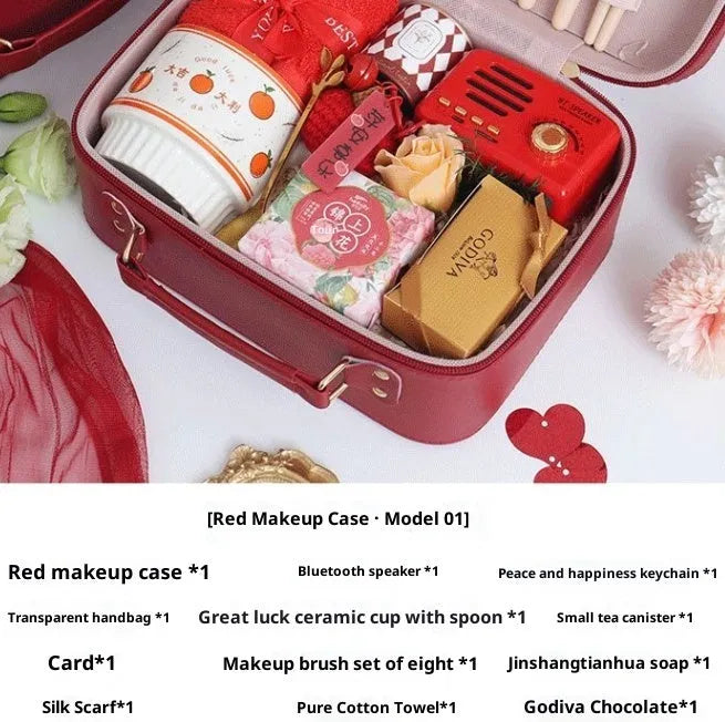 Green leather blind box luggage in business style, set of one piece for kids