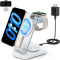 Transparent folding magnetic three-in-one wireless charger in black and white colours