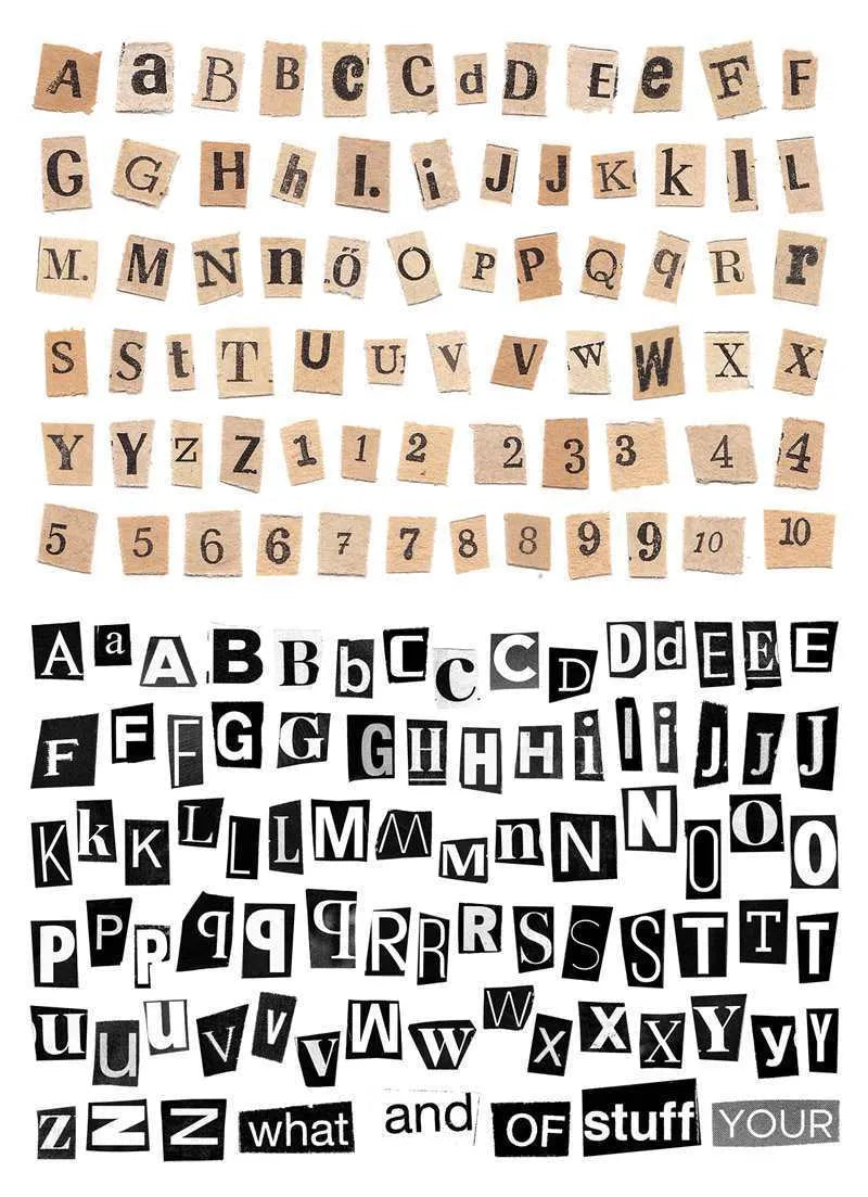 English letters and numbers symbol label stickers with alphabet sets and week words