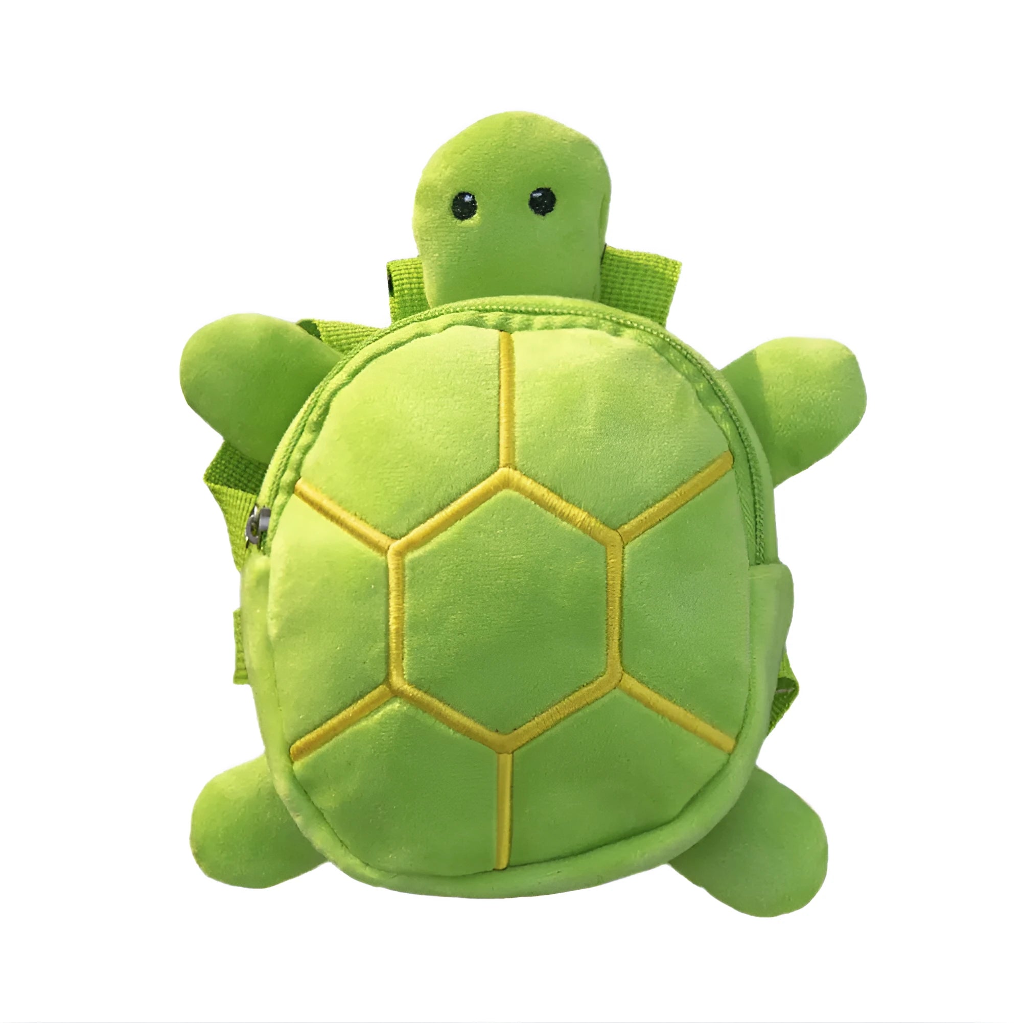 Cartoon turtle shape dog backpack harness in velvet with metal zipper and 20x18cm dimensions
