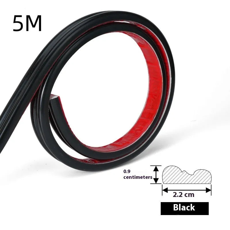 Flexible PVC self-adhesive edge banding trim roll in black, gold, silver, and white colour options.