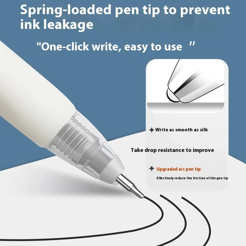 Pack of 10 quick-drying bullet gel pen refills in black, red, blue, and ink blue colours.