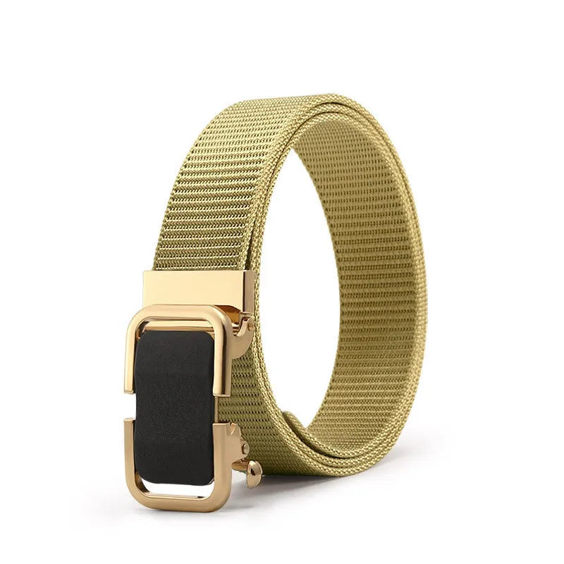 Men's nylon canvas slide belt with toothless adjustment buckle in multiple colour options