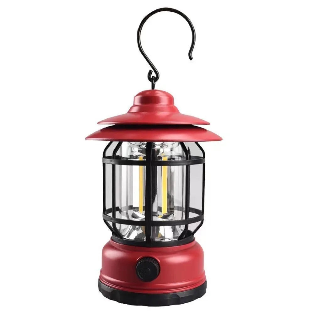 Portable camping head lamp lantern in dark green, black, and red colour options with super bright LED light.