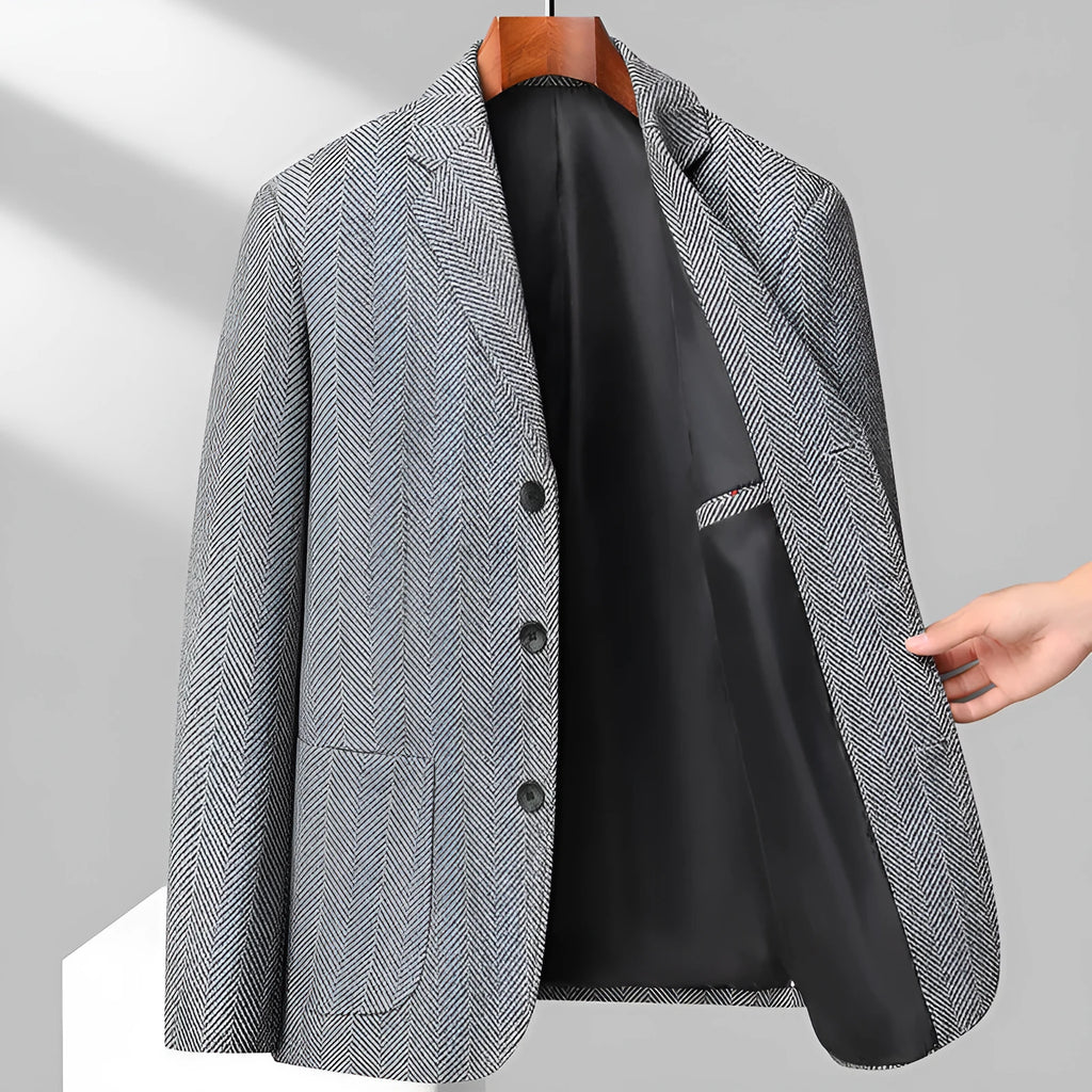 Men's loose woolen coat in solid colour for spring and autumn casual wear