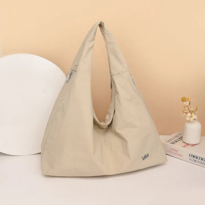 Heart-shaped nylon underarm bag for women in black, yellow, khaki or blue with large capacity