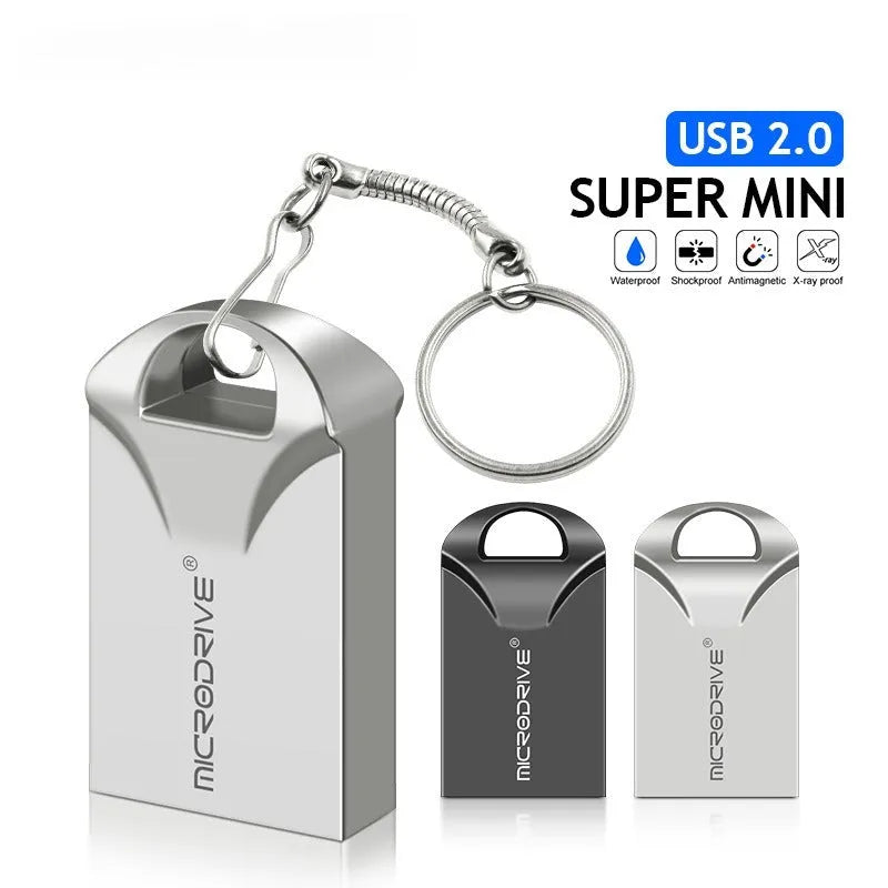 Mini black and silver metal USB flash drive showing compact size and USB connector