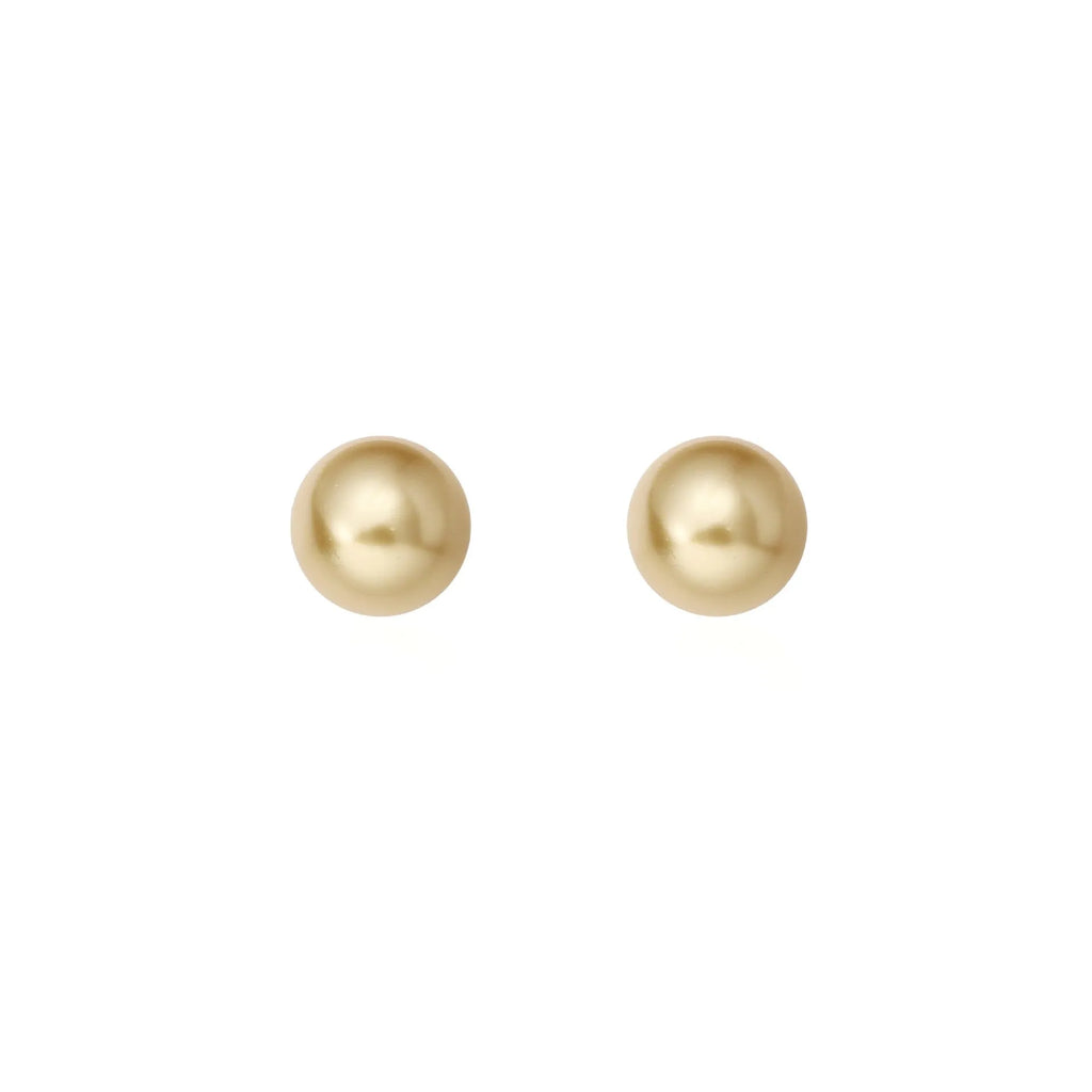 Geometric pearl stud earrings with retro styling in silver with eight-point star details