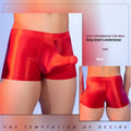 Men's elephant print nylon boxer shorts with seamless design and mid waist