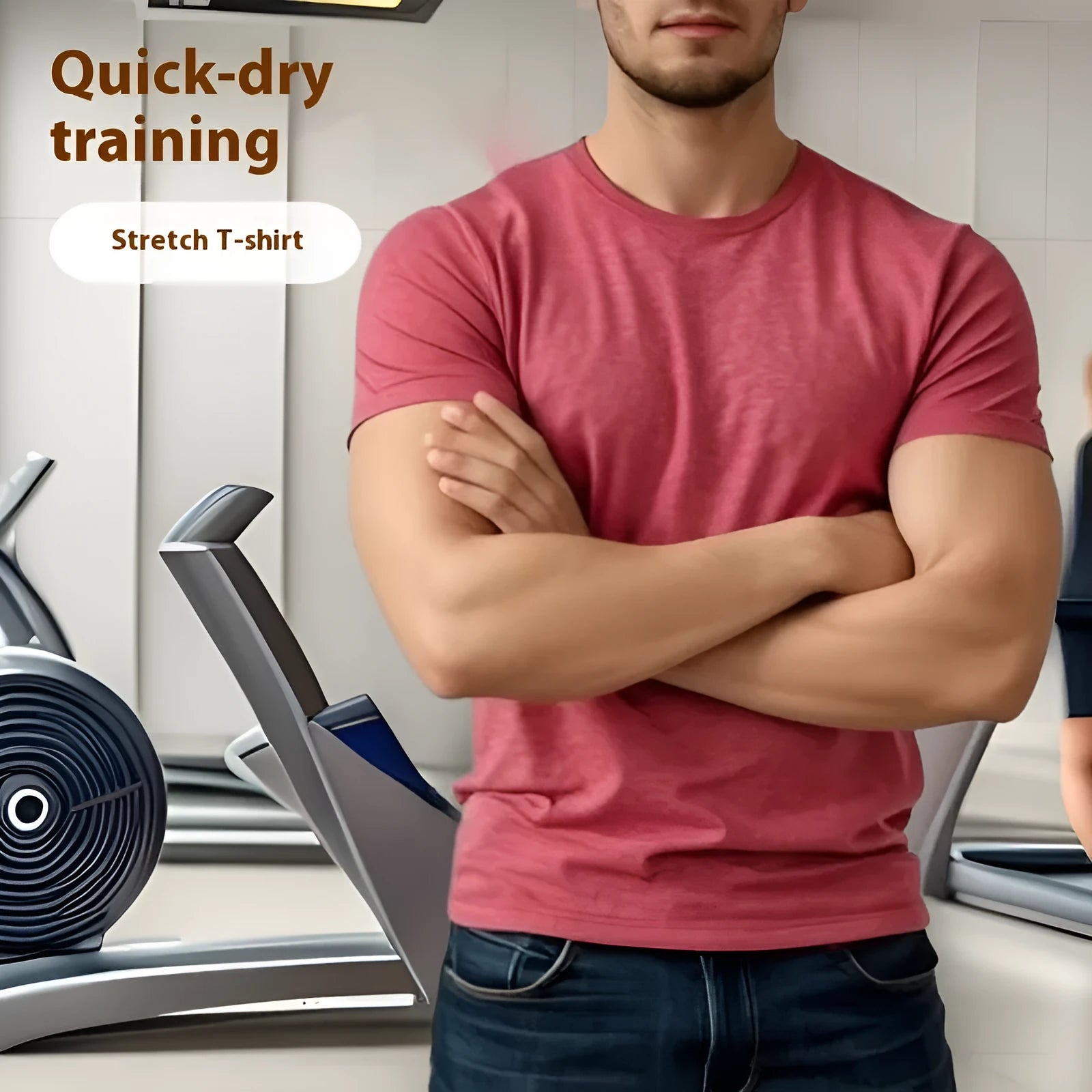 Men's black quick-dry running t-shirt with round neck and short sleeves