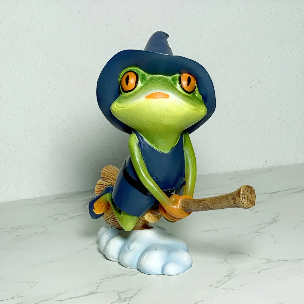 European style magic yoga frog desk ornament in RDW123 colour, made of plastic and resin.
