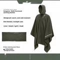 Green multifunctional fleece thermal blanket camping sleeping bag wearable cloak for 1 person