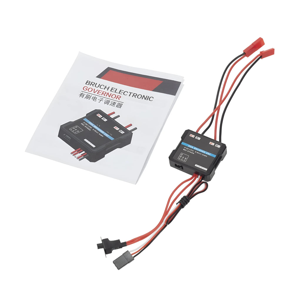 Small brushed electric speed controller for RC vehicles with 40A current rating and climbing mode