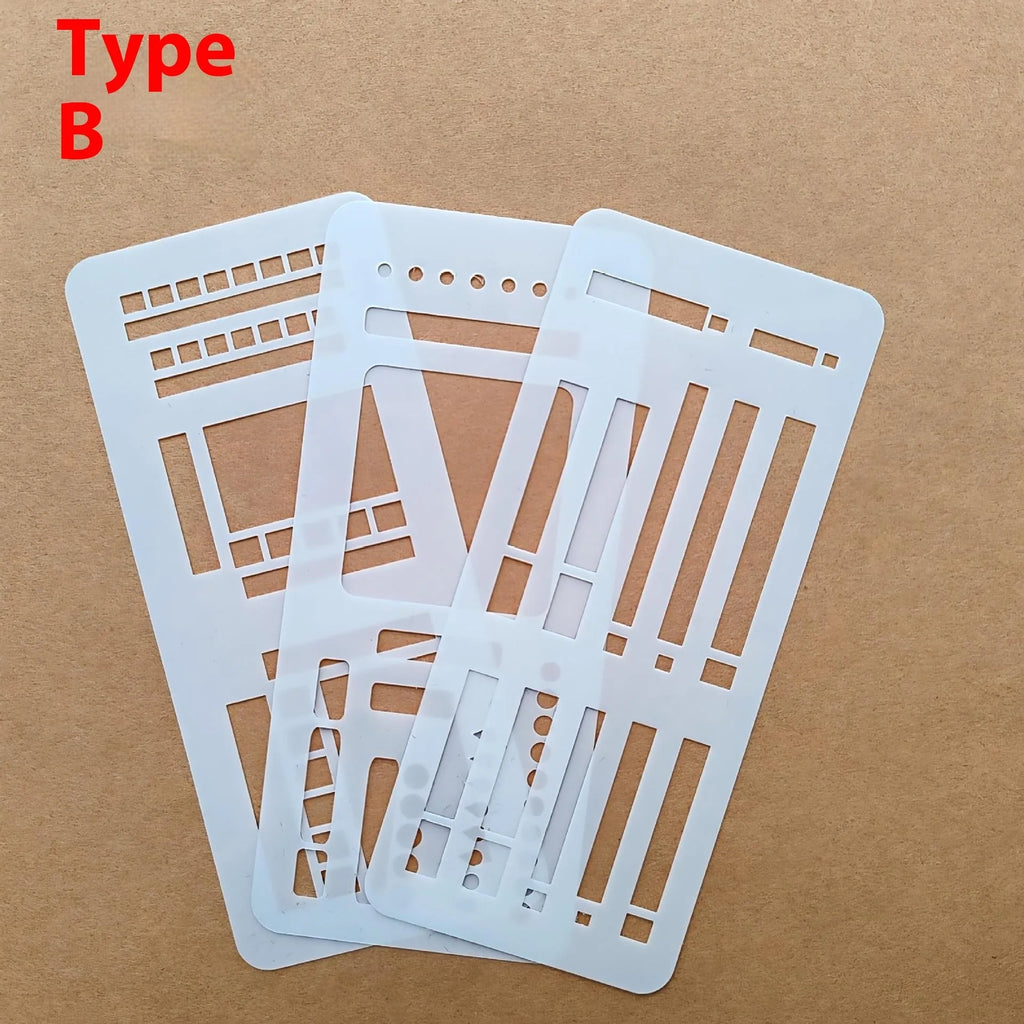 White PVC 3-pack plan template set with Type A, Type B, and Type C layouts