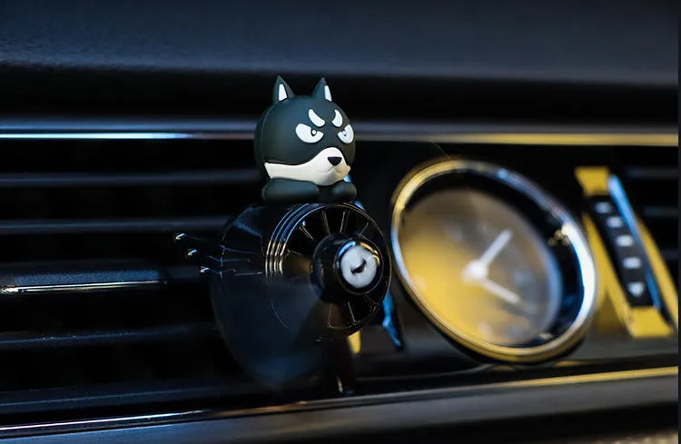 Black husky shaped car air conditioner vent ornament made of ABS plastic