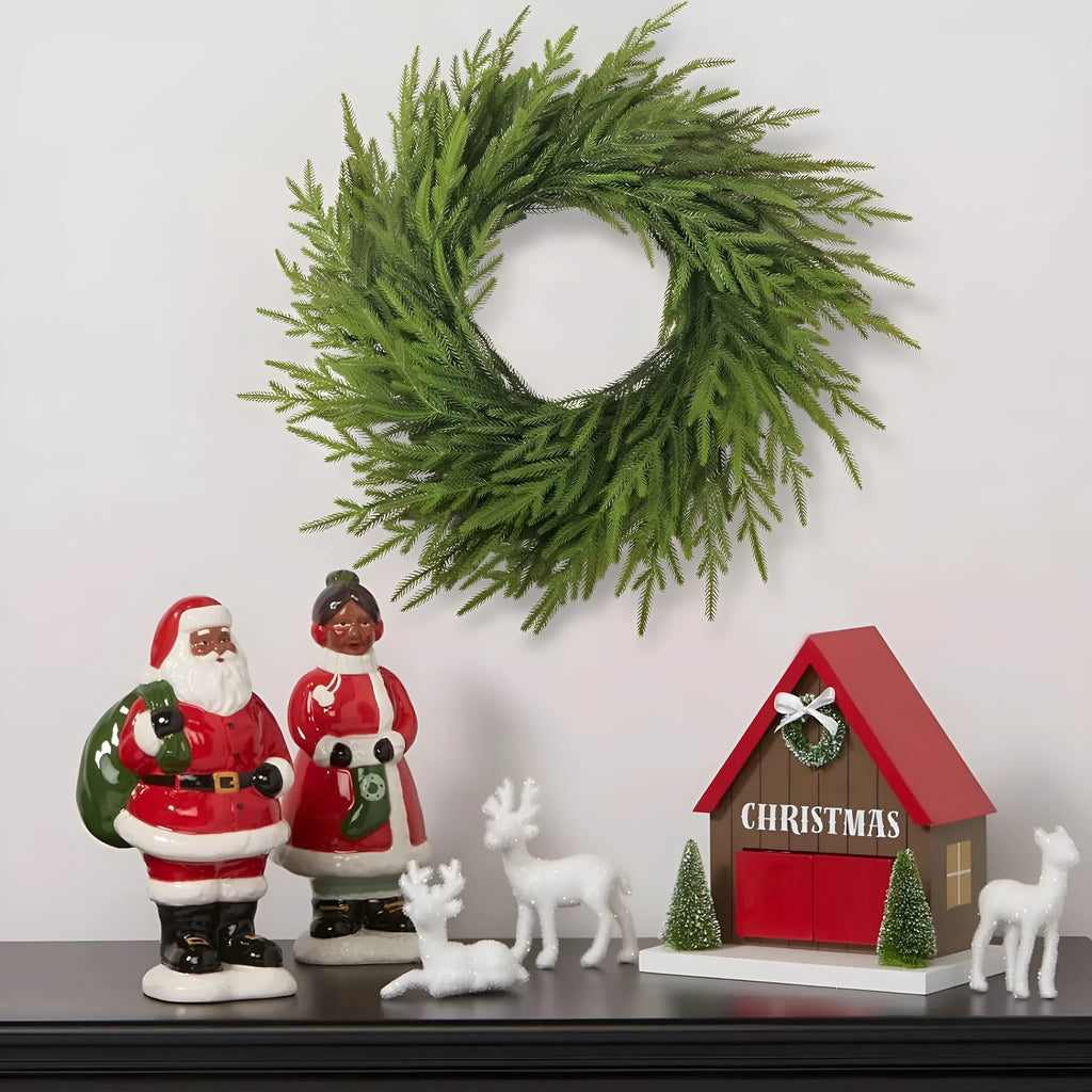 PE artificial front door garland with American country style foliage, shown in 60cm length.